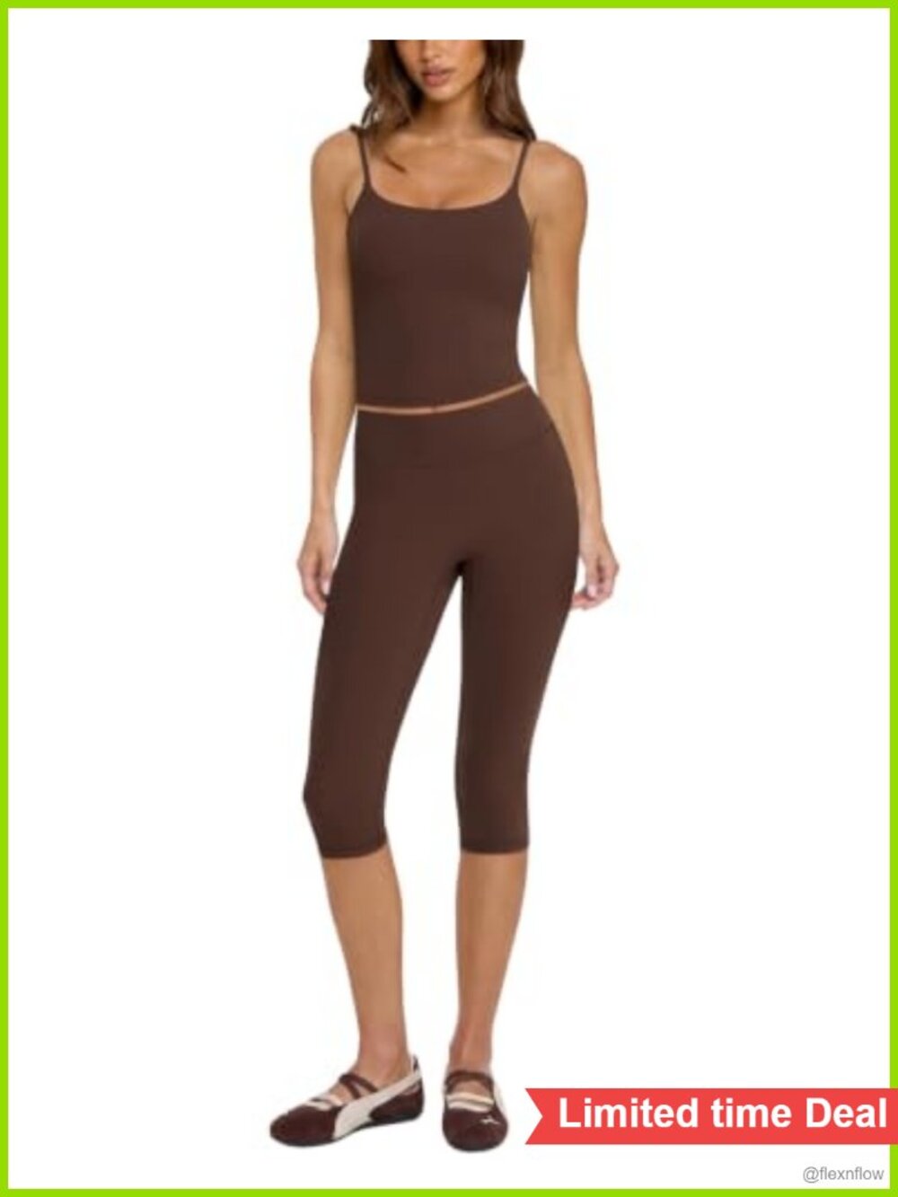 2 Piece Workout Set Capri Leggings Backless Tank Sports Bra Padded High Waisted